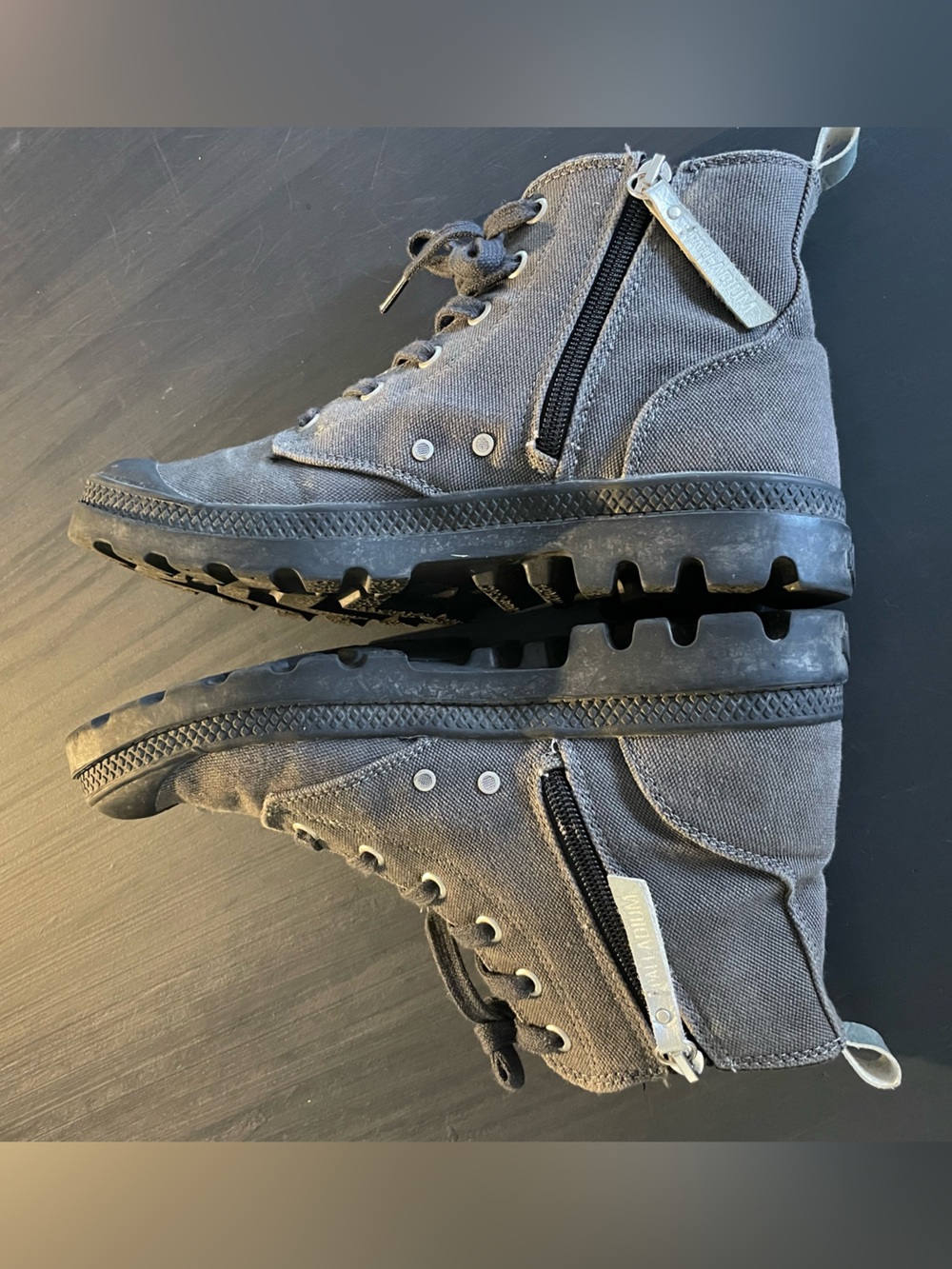 Womens 8 (Men’s 6) Gray Canvas zip-up Chukka Boots by Palladium - Picture 4 of 11